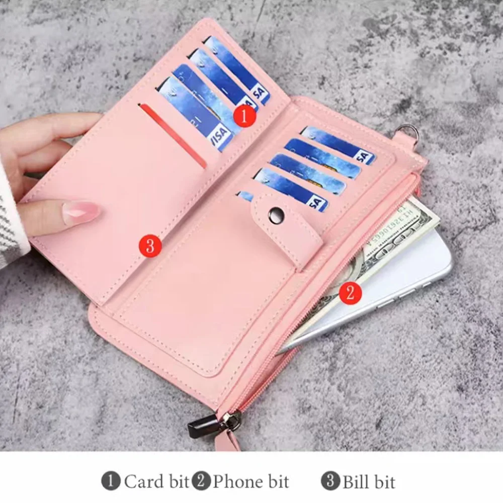 2022 Fashion Women Wallet Card Holder Ladies Clutch Long Coin Purse Female PU Leather Money Bags ID Credit Card Storage Purses