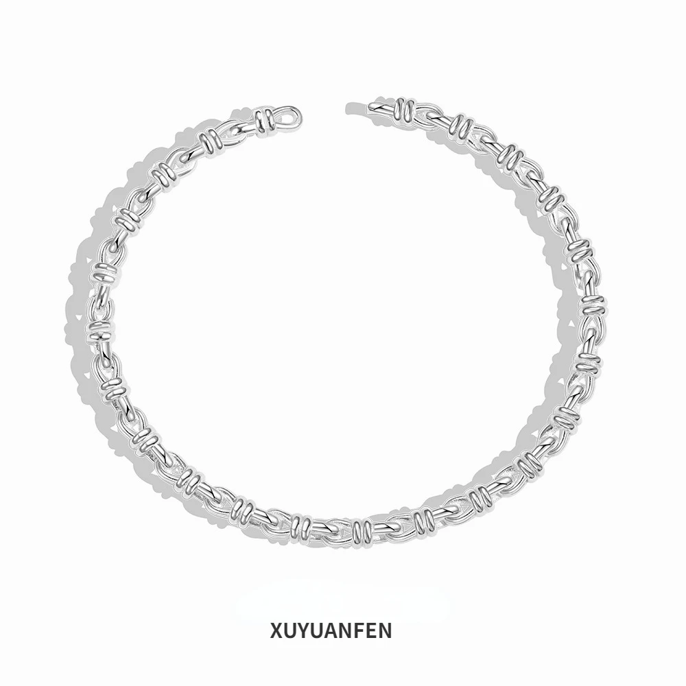 XUYUANFENINS Style Matching S925 Sterling Silver Bracelet, Women's All Body Sterling Silver Woven Design Simple and Personalized