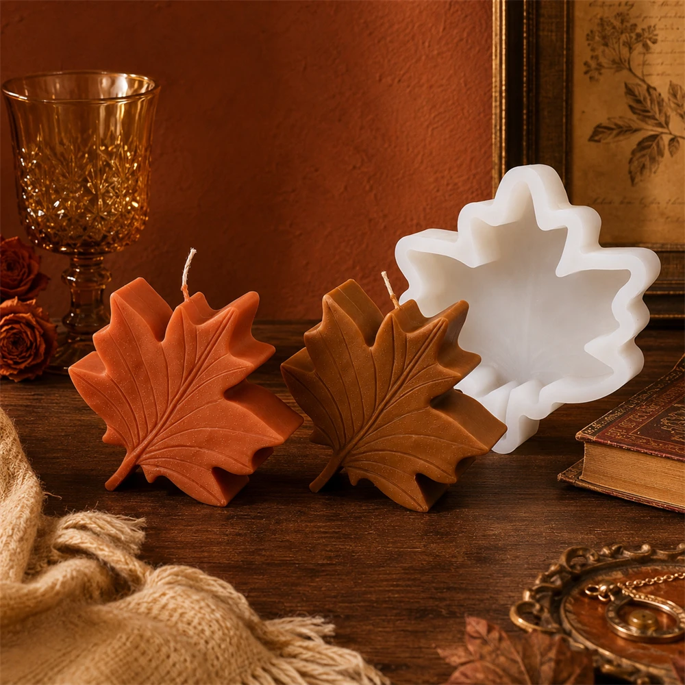 1/2PCS Maple Leaf Silicone Candle Mold 3D Autumn Leaf Shape Wax Molds for DIY Scented Candles Soap Thanksgiving Fall Home Decor
