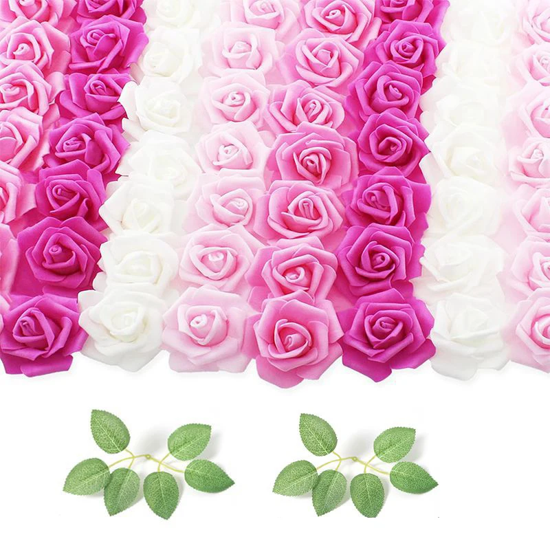 

50/100Pcs Artificial Foam Rose Flowers PE Fake Flower for Home Room Decor Wedding Party Halloween Thanksgiving Christmas Decor