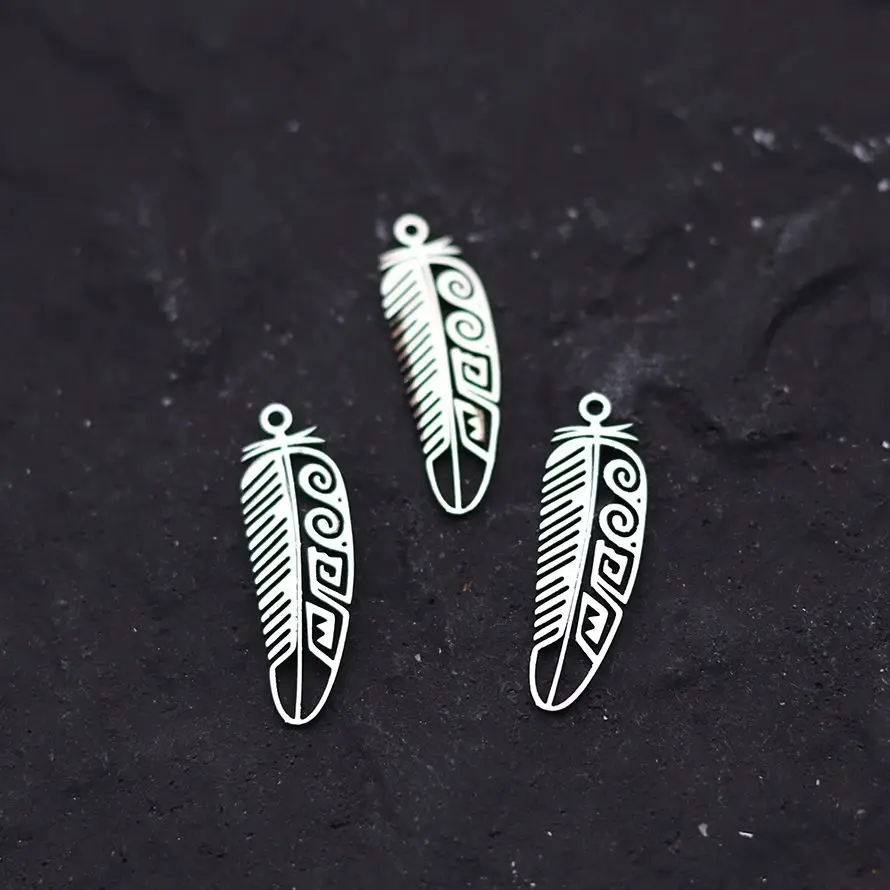 

3pcs Letter Paper Feather Rune Amulet diy Accessories Stainless Steel Pendant Charms for Jewelry Making Tassel Earrings Material