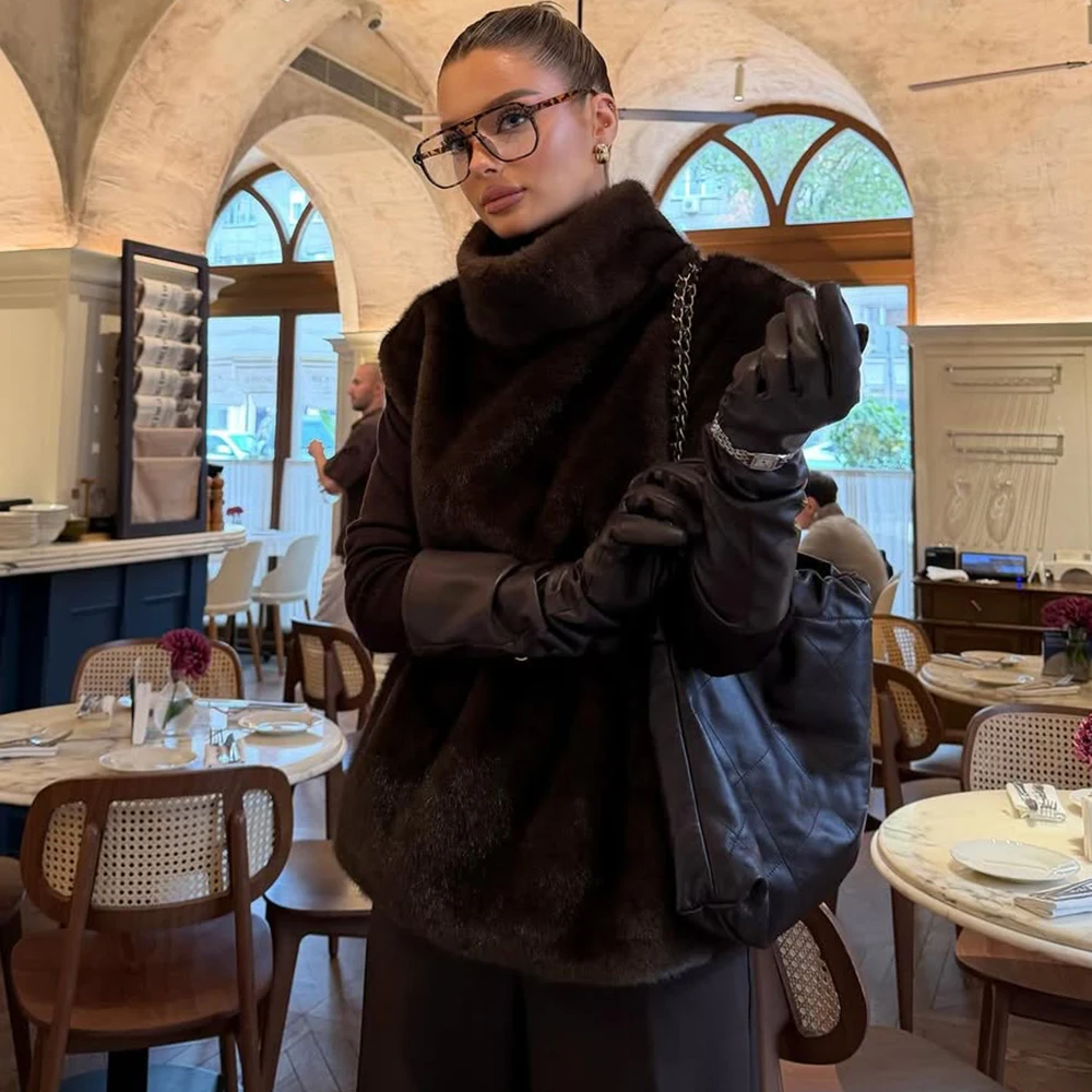 Ticketsx سترة صوف نسائية موضة جديدة متينة بدون أكمام شتوية دافئة سترة عتيقة سترة نسائية غير رسمية عالية الشارع #2