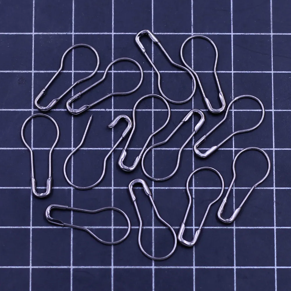 1500Pcs Gunmetal Coilless Pear Bulb Gourd Calabash Shape Alloy Knitting Stitch Marker Hangtag Safety Pins 21mm