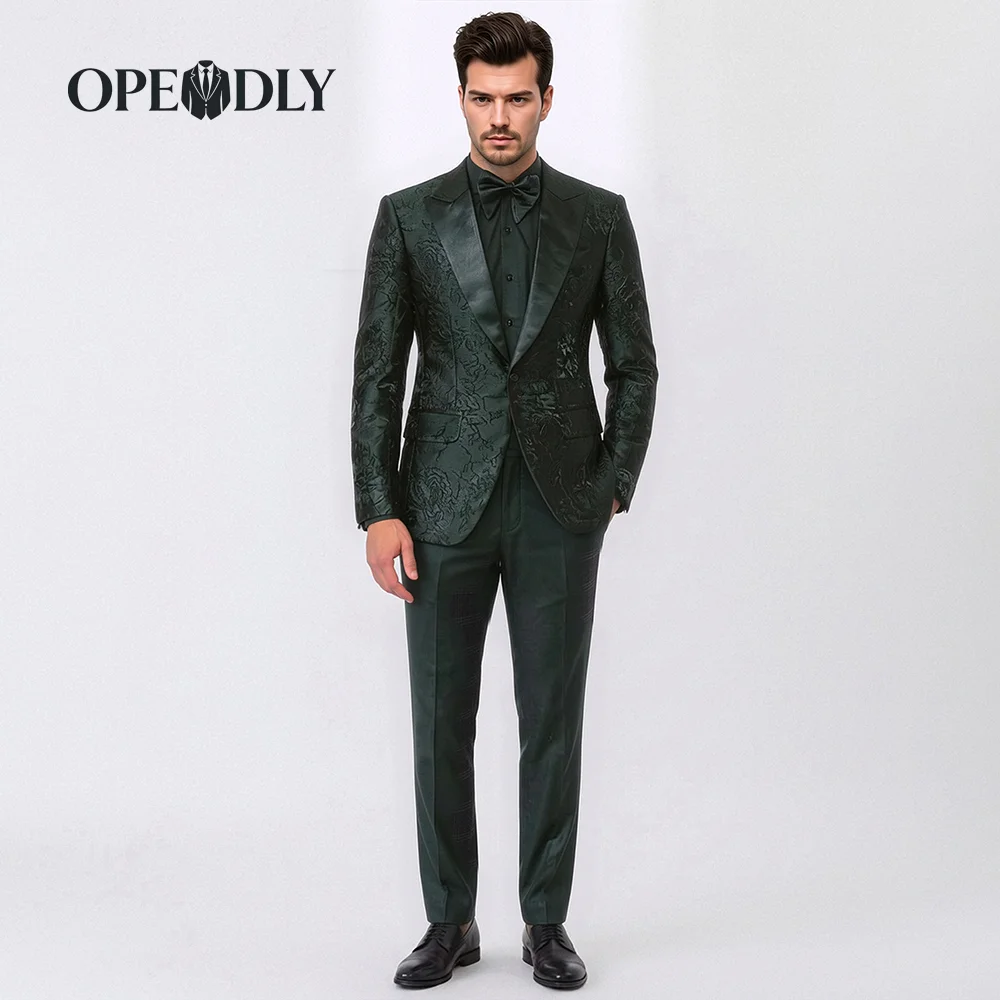 

OPEODLY Men's Slim Fit 3 Piece Tuxedo Suit - One Button Blazer Jacket Vest Pants Set for Formal Wedding And Business Occasions