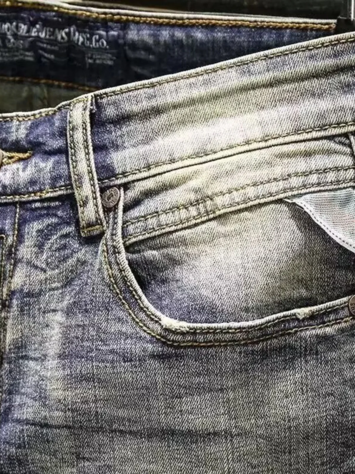 High-End-Herren-Jeans mit schmaler Passform, Retro-Stil, Frühling und Herbst, Baumwolle, Stretch-Denim, antibakteriell, lässig, erschwinglich, gerades Bein...