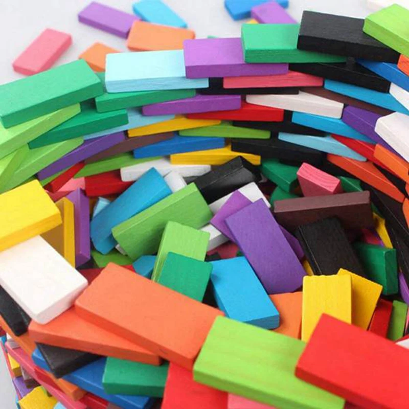 Kit de blocs de construction dominos en bois arc-en-ciel pour enfants, 300 pièces, Classification des couleurs, jeu précoce, jouets éducatifs pour enfants