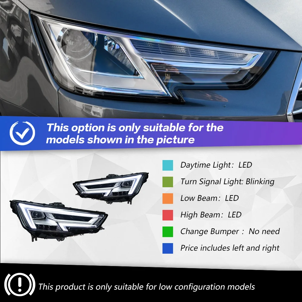AKD カースタイリングアウディ A4 B9 ヘッドライト 2017-2020 A4L LED