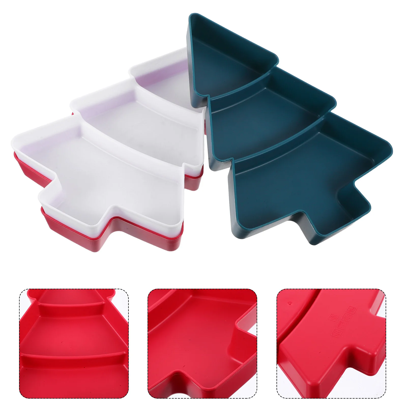 

3Pcs Christmas Tree Shaped Divided Fruit Tray Reusable Holiday Colorful Candy Nuts Appetizers Party Decor Nut Serving Container