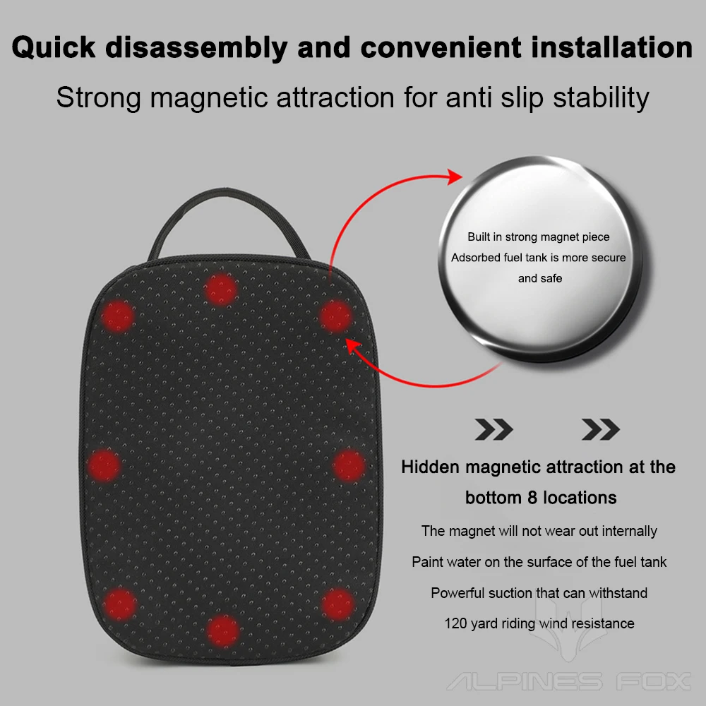 4.5L Magnetic Motorcycle Tank Bag EVA Hard Shell Motorbike Fuel Oil Tank Bag Portable Card Phone Tool Bag Universal Black