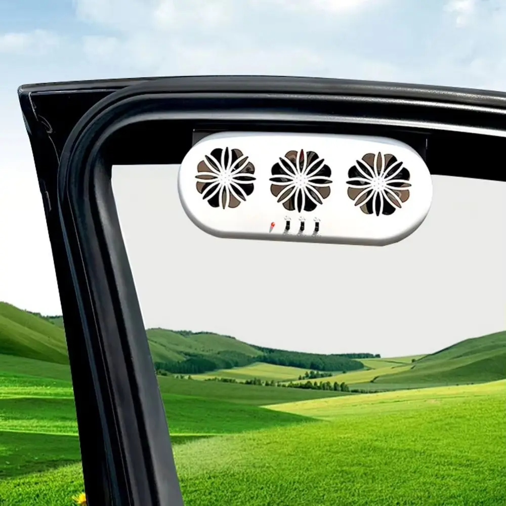 Solar Charging Solar Car Exhaust Fan 3 Fan Heat Dissipation Solar Powered Car Ventilator Strong Wind 3 Heads Car Radiator Fan