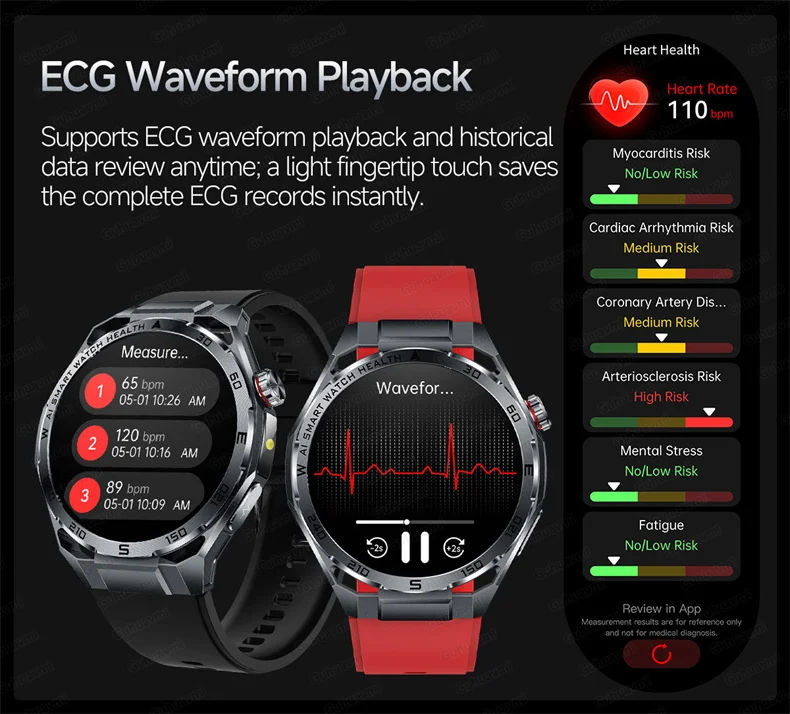ECG Smartwatch für Herren, Bluetooth-Anruf, Fitness-Tracker, Blutdruckmessung, BO2, Schlafüberwachung, Gesundheits-Smartwatch, Sport, für Android und iOS – Detail 13