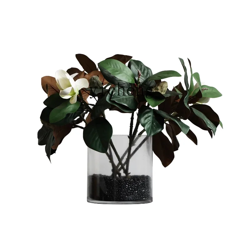 LYY  new Chinese modern national style simulation magnolia flower green plant hotel coffee table copper moss ornament