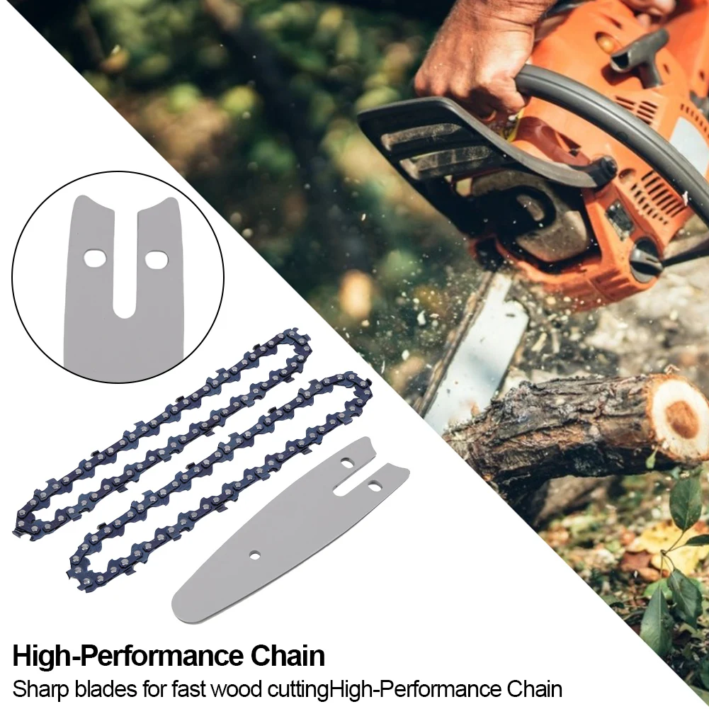 4/6inch Sharp Chains and Guides Set Guide Plate Chainsaw Accessory Chainsaw Guide Chains Parts for Mini Pruning Saw Electric Saw