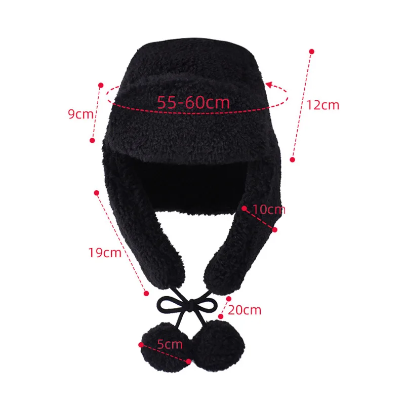 Chapéus bomber de pelúcia de inverno para mulheres menina engrossar quente earflap chapéu à prova de vento térmico ushanka chapéu ao ar livre frio esqui escalada bonés