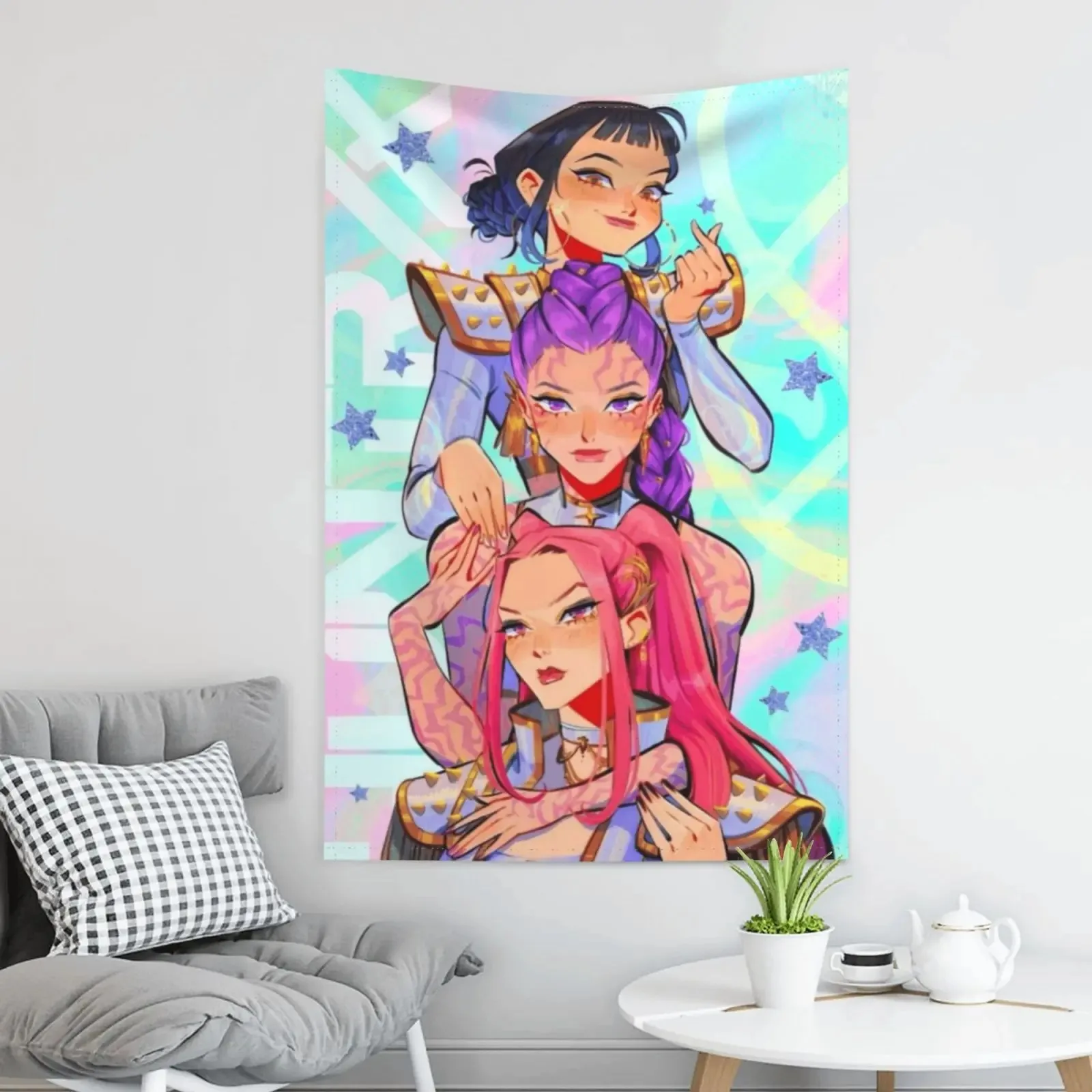 

Kpop Huntrix Girl аниме гобелен милые персонажи мультфильмов украшение дома настенный гобелен фон гостиная