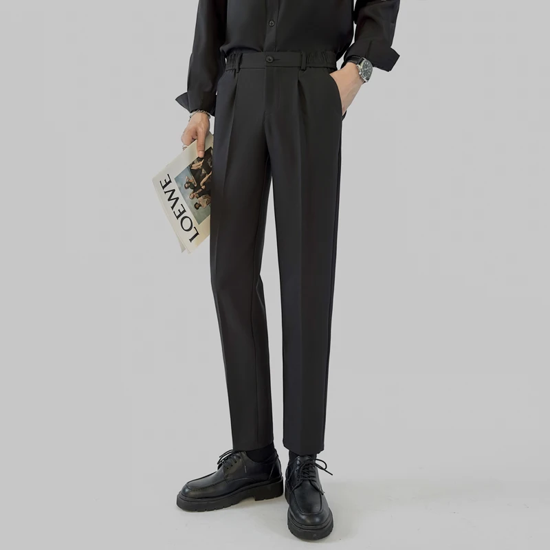 

Мужские повседневные брюки Slim Fit в корейском стиле, укороченные (9/10), свободного прямого кроя, не требующие глажки, летние, тонкие, для делового стиля