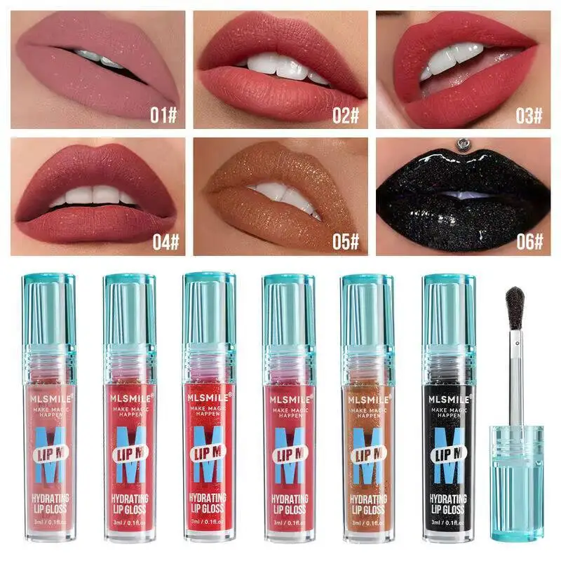 

MLSMILE Small Blue Bottle Non-Stick Cup Glaze Sexy Nude Pearlescent Gloss Set 3-Pack Lip