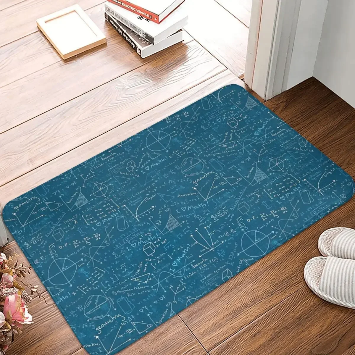 Math Lessons (Teal) Doormat Rug Carpet Mat Footpad Polyester Anti-slip Absorbent Mat Front Room Corridor Kitchen Bedroom Toilet