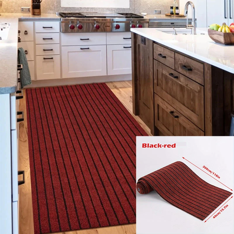 

Solid Color Stripe Kitchen Rug Household Washable Non-slip Entrance Door Mat Indoor And Outdoor Hallway Floor Carpet