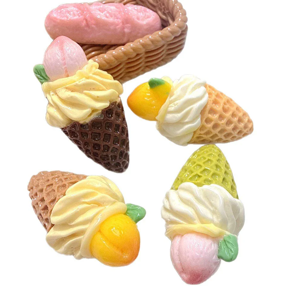 50PCS Peach Cream Sweetener 40MMX21MM Resin Creative Jewelry DIY Keychain Bag Pendant Crafts Material