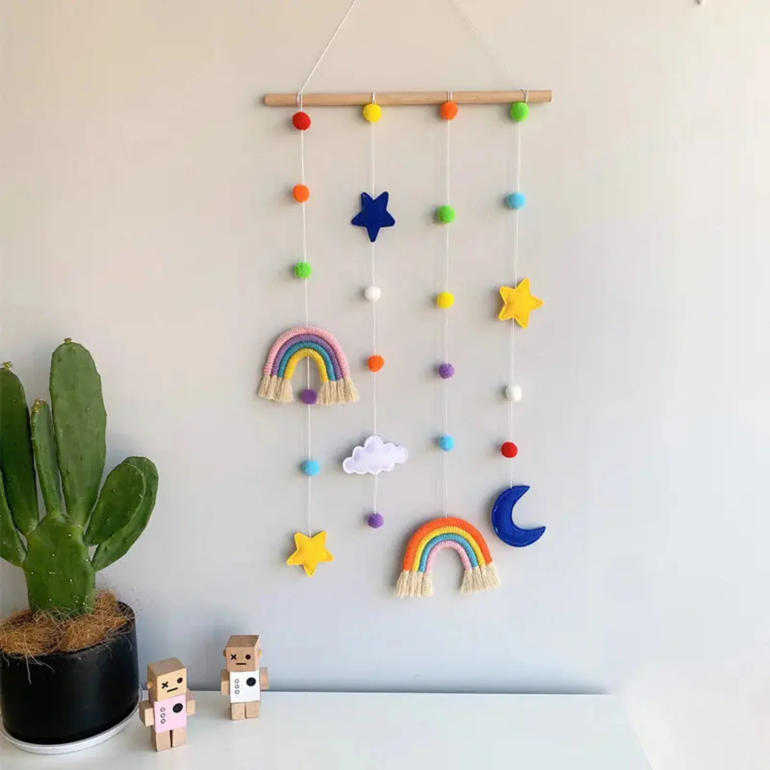 Rainbow Baby Hair Clips Holder Nordic Woven Kids Girls Hairpin Storage Belt for Wall Hanging Photos Organizer Pendant Decor