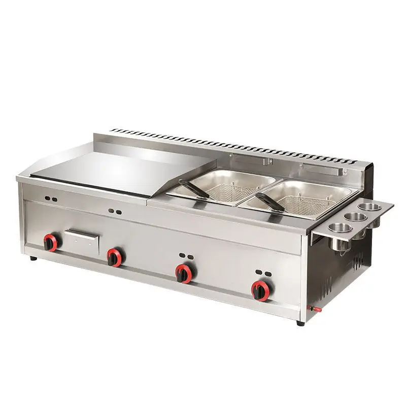 

Commercial, iron plate frying gas, stall grilling furnace fryer all-in-one machine