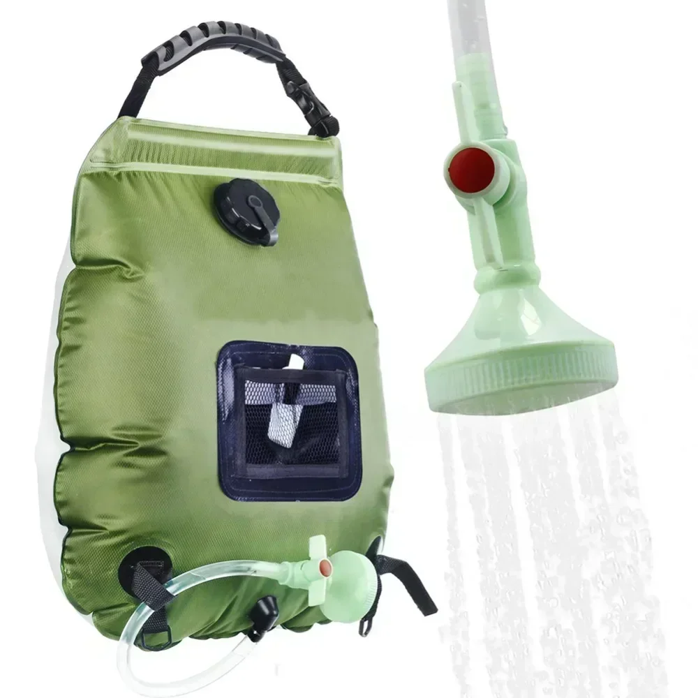 

20L Outdoor Camping Hiking Solar Shower Bag Heating Camping Shower Climbing Hydration Bag Hose Switchable Shower Head