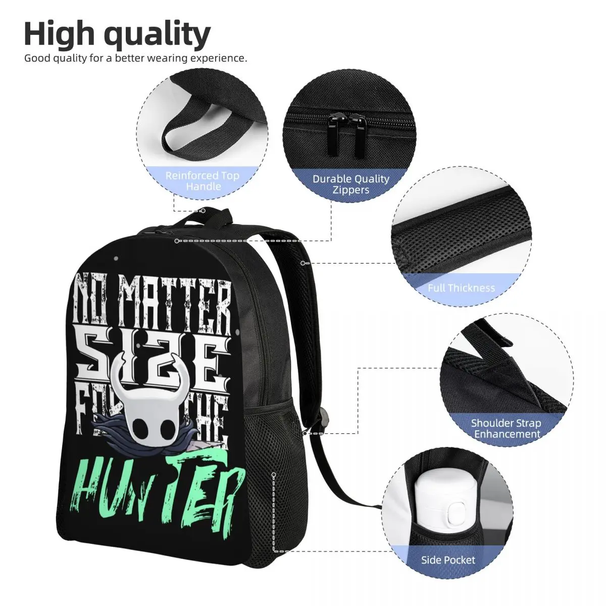Zaino Hollow Knight To Hunter Uomo Donna Adolescente Zaino da lavoro per scuola superiore Skull Videogioco Borsa a tracolla per computer portatile Sport