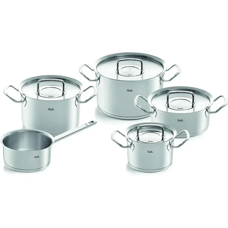 

Stainless Steel 9 Piece Set with Metal Lids Kitchen Cookwear Set