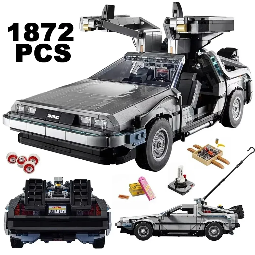Back to the Future Time Machine DeLorean DMC-12 Building Blocks Car Model Racing Vehicle Hypercar Assemble Model Brick Toys Kids