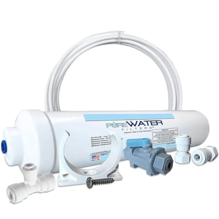 

Inline Water Filter Kit for Ice Maker with 1/4-Inch Direct Quick-Connect Fittings, Tubing and a T-Connector