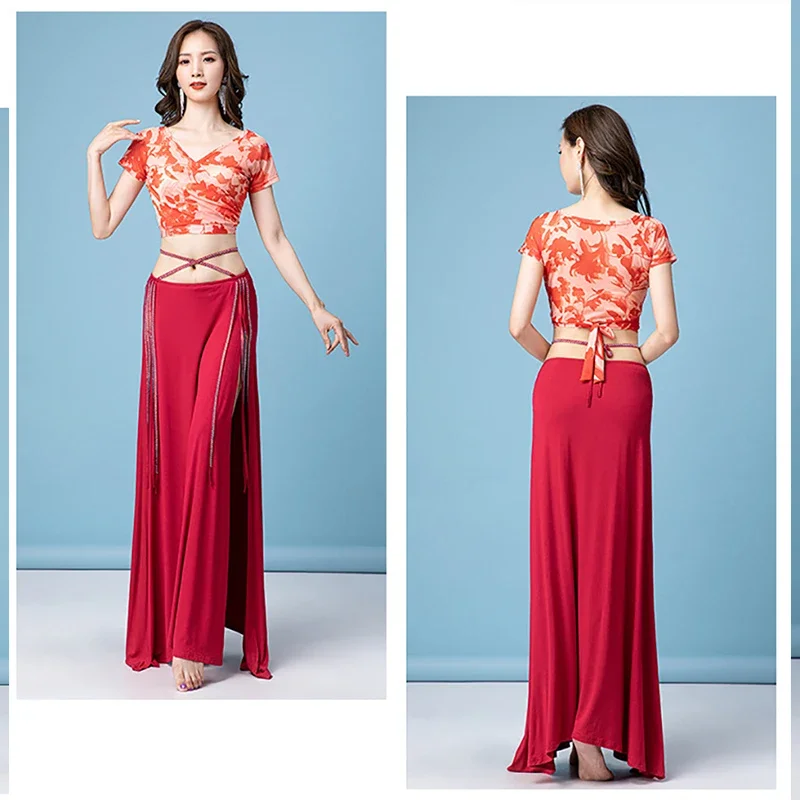 Bauchtanz-Trainingsanzug-Set, Oberteil und Rock, 2-teiliges Set, sexy Kleidung, Outfit für Erwachsene, Damen, Bühnenkostüm, Arbeitsanzug, Übungskleidung