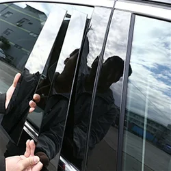 6Pcs Car Window Pillar Posts Door Trim Decal Stickers Fit For Toyota Highlander 2001 2002 2003 2004 2005 2006 2007 Accessories