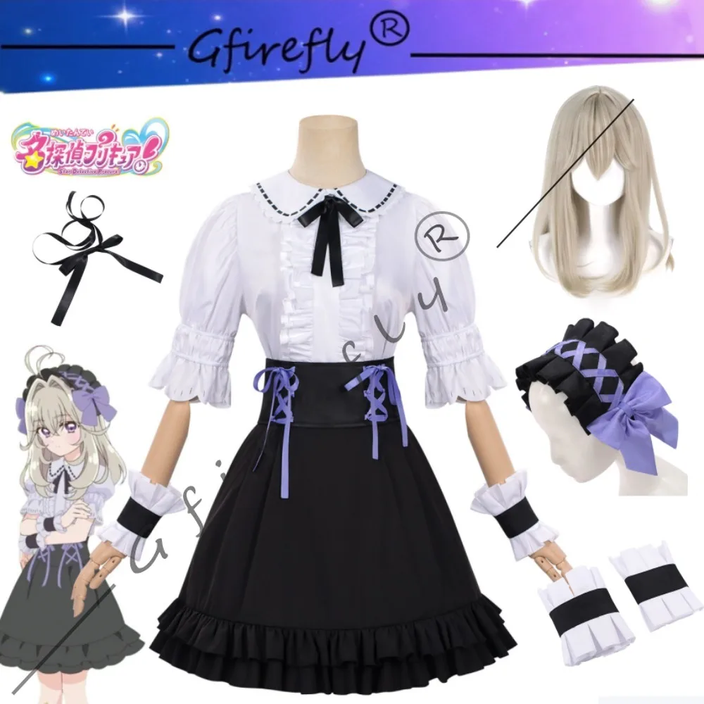 

Detective Pretty Cure Ruruka Moriya Same Style Daily Cosplay Full White Lace Top Black Skirt Adult Women Carnival Party Outfit