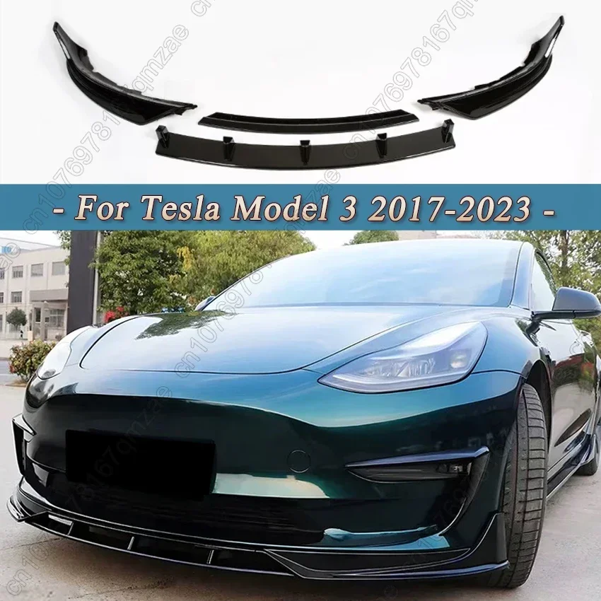 Front Bumper Spoiler Lip Bumper Protection Guard Spoiler Diffuser For Tesla Model 3 2017-2023 Sedan Body Spoiler Splitter Kit