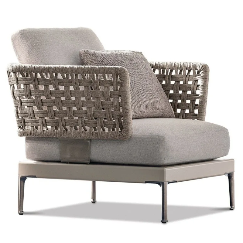 

Sofa, open-air courtyard garden outdoor rattan sofa, villa aluminum alloy combination teak furniture