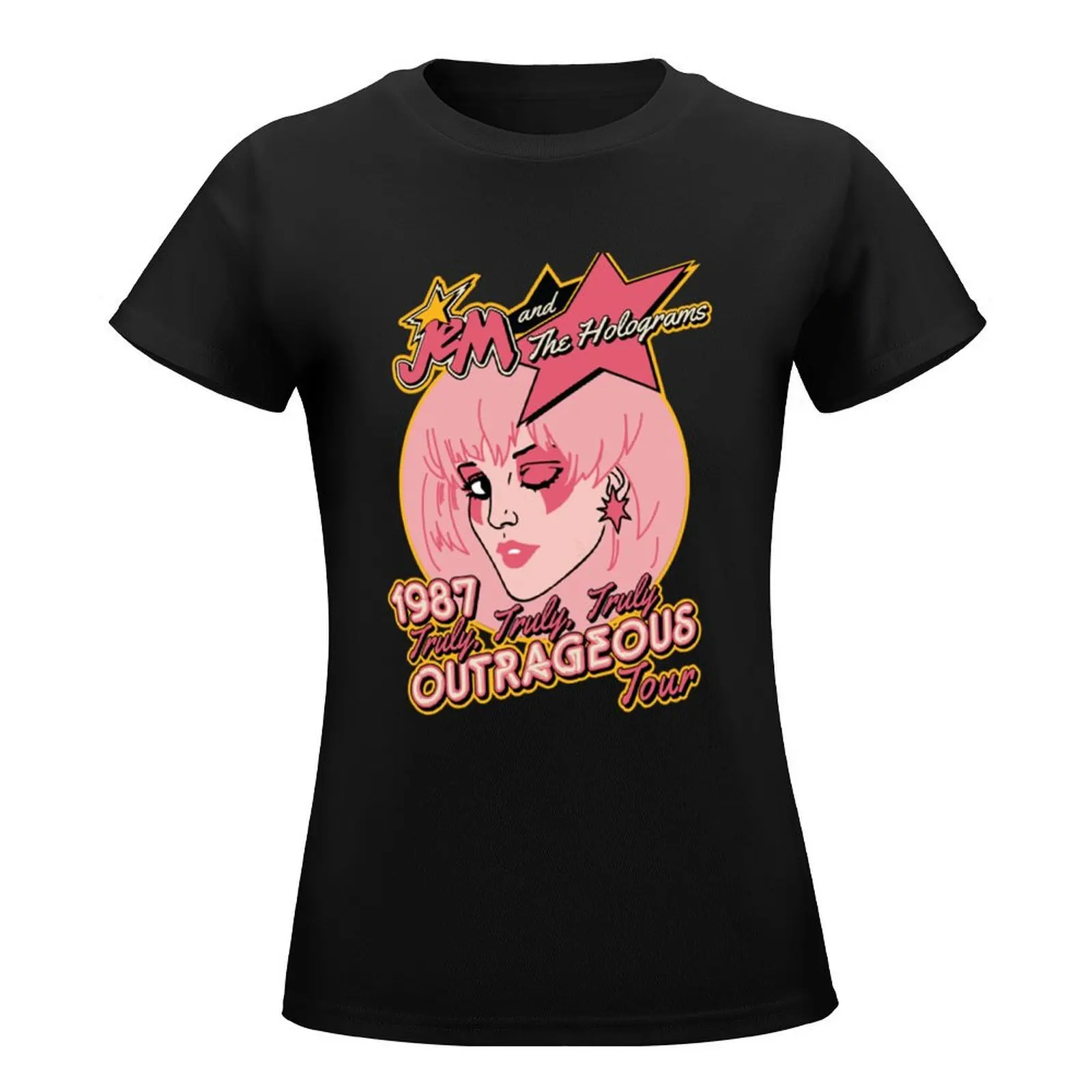 جولة Jem Outrageous - تي شيرت Jem And The Holograms ملابس صيفية قمصان ضيقة مضحكة للنساء