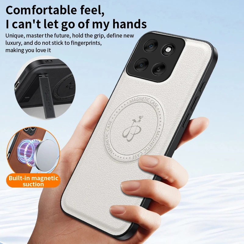 

Leather Magnetic Soft Cases Holder For MOTO G24 G34 G54 G56 G05 G14 G15 5G Wireless Charge Full Lens Protective Cover Phone Case