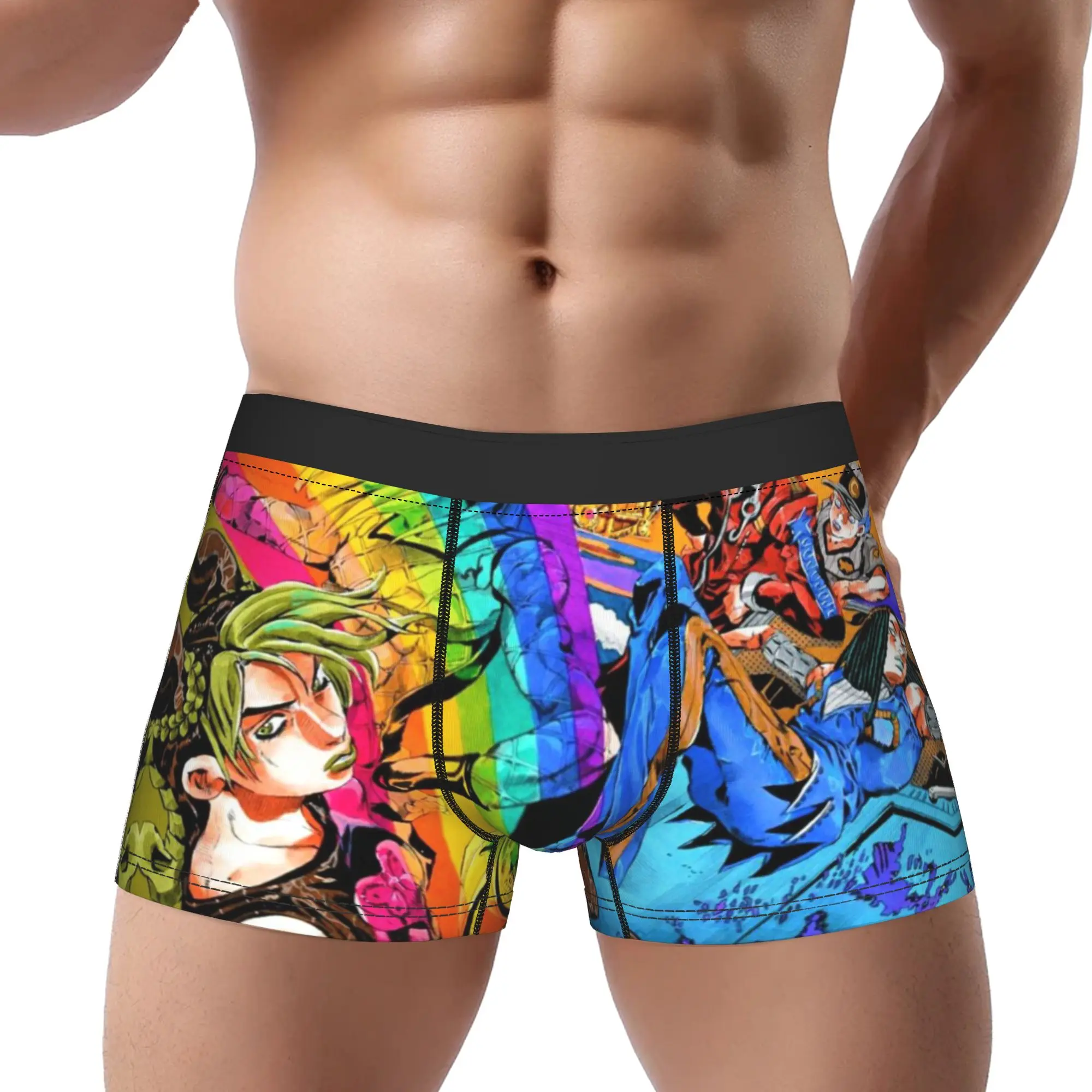 Colorful JoJo's Bizarre Adventure Underpants Homme Panties Male Underwear Print Shorts Boxer Briefs