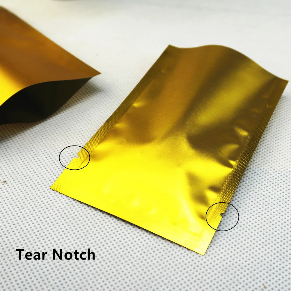 100pcs Top Open Gold Matte Aluminum Foil Bags - Heat Sealing Dumb aluminium Plastic Goodies Pouches Powder / Eyes Mask Packaging