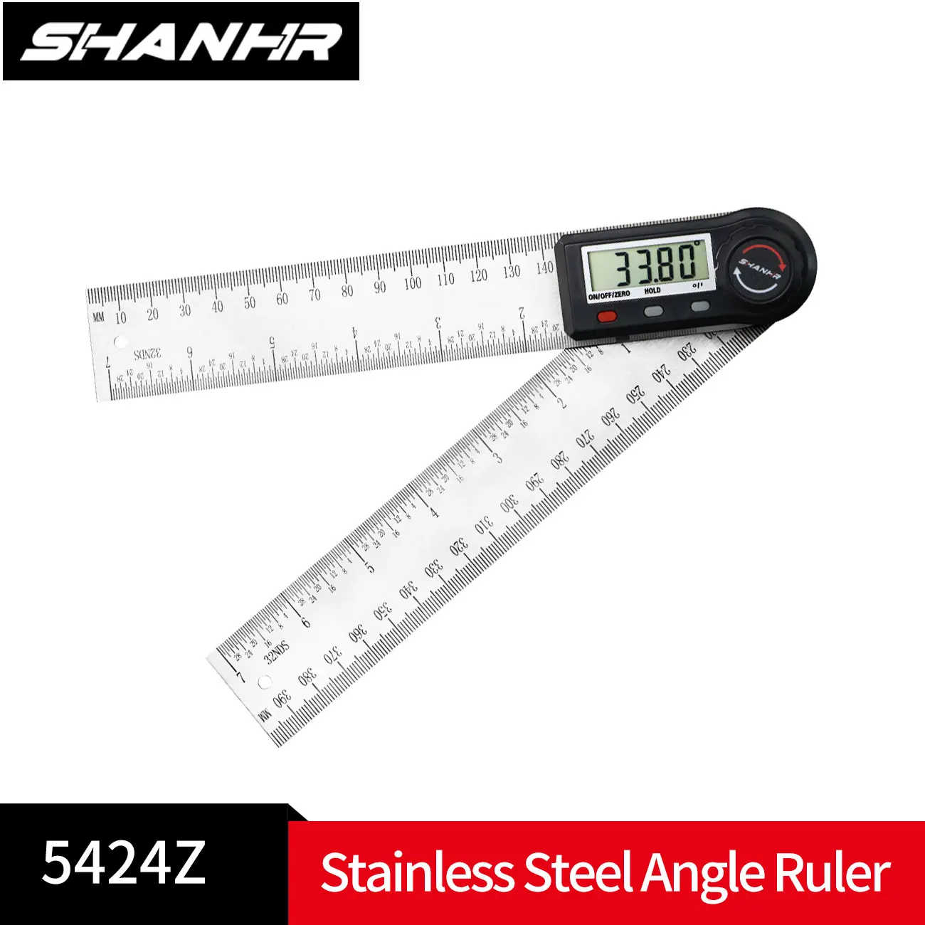 

Цифровой транспортир SHANHR, линейка для измерения угла, нержавеющая сталь 200 мм/300 мм, инструмент для измерения угла для деревообработки