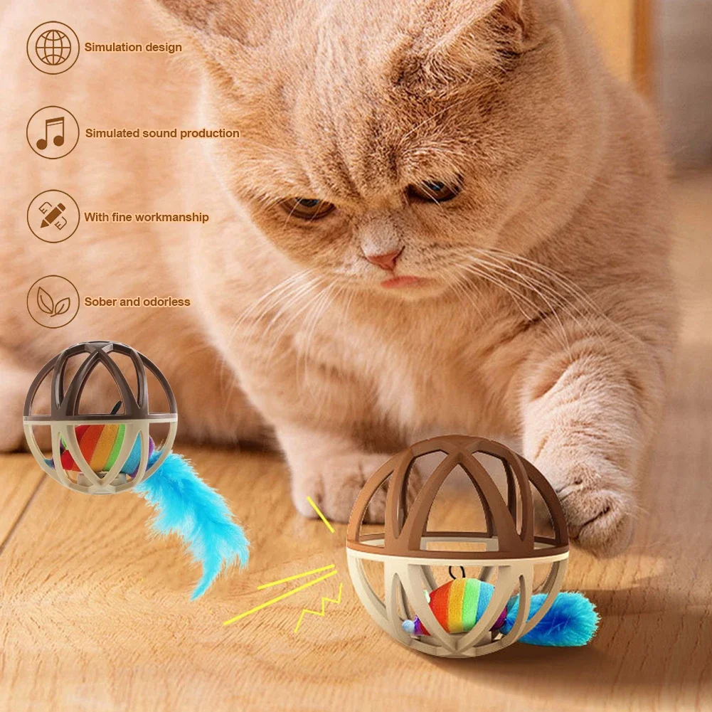 New Pet Supplies Sound Making Toy Cage Mouse Cat Toy Self Entertaining Boring Relief Pet Stick Calling Ball Cat Toy Home Goods