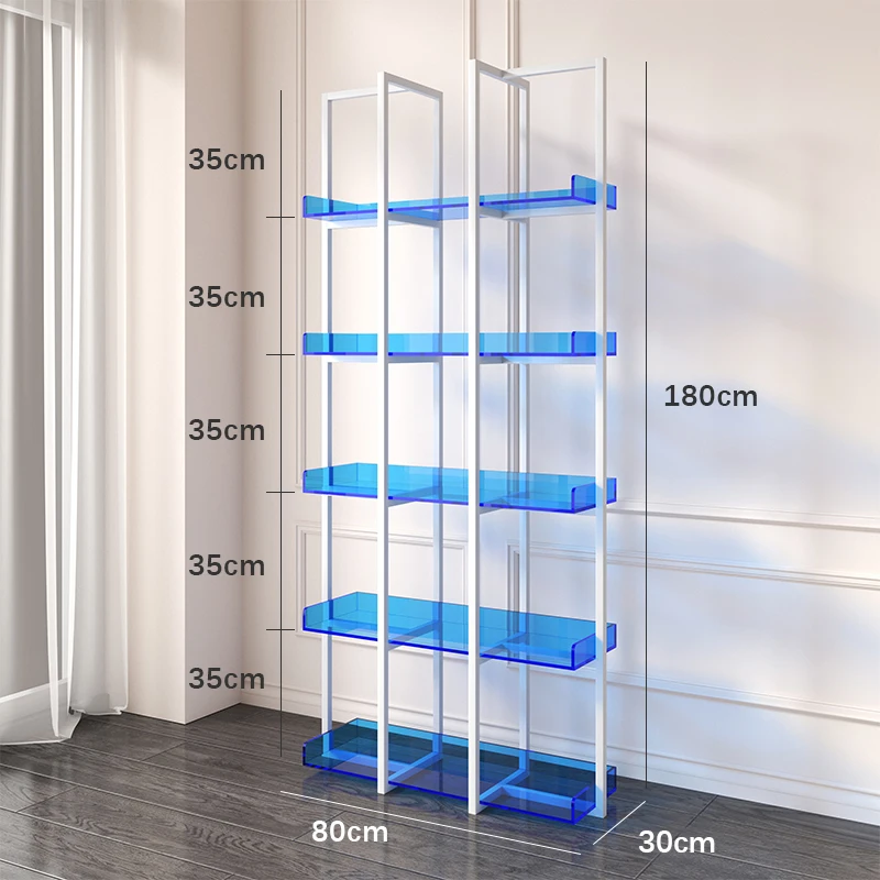 zq Nordic Acrylic Simple Wall Bookshelf and Storage Shelf Partition Floor Multi-Layer Storage Rack