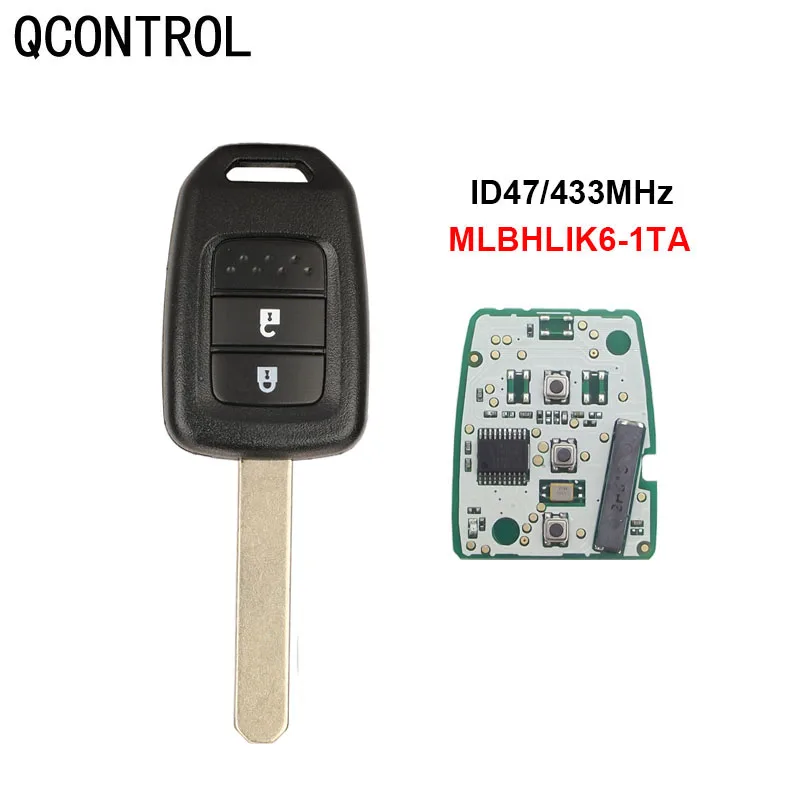 

QCONTROL 2 Buttons Car Remote Key Fob for Honda HLIK6-1T Civic Accord City CR-V Jazz XR-V Vezel HR-V FRV Car Lock 433Mhz