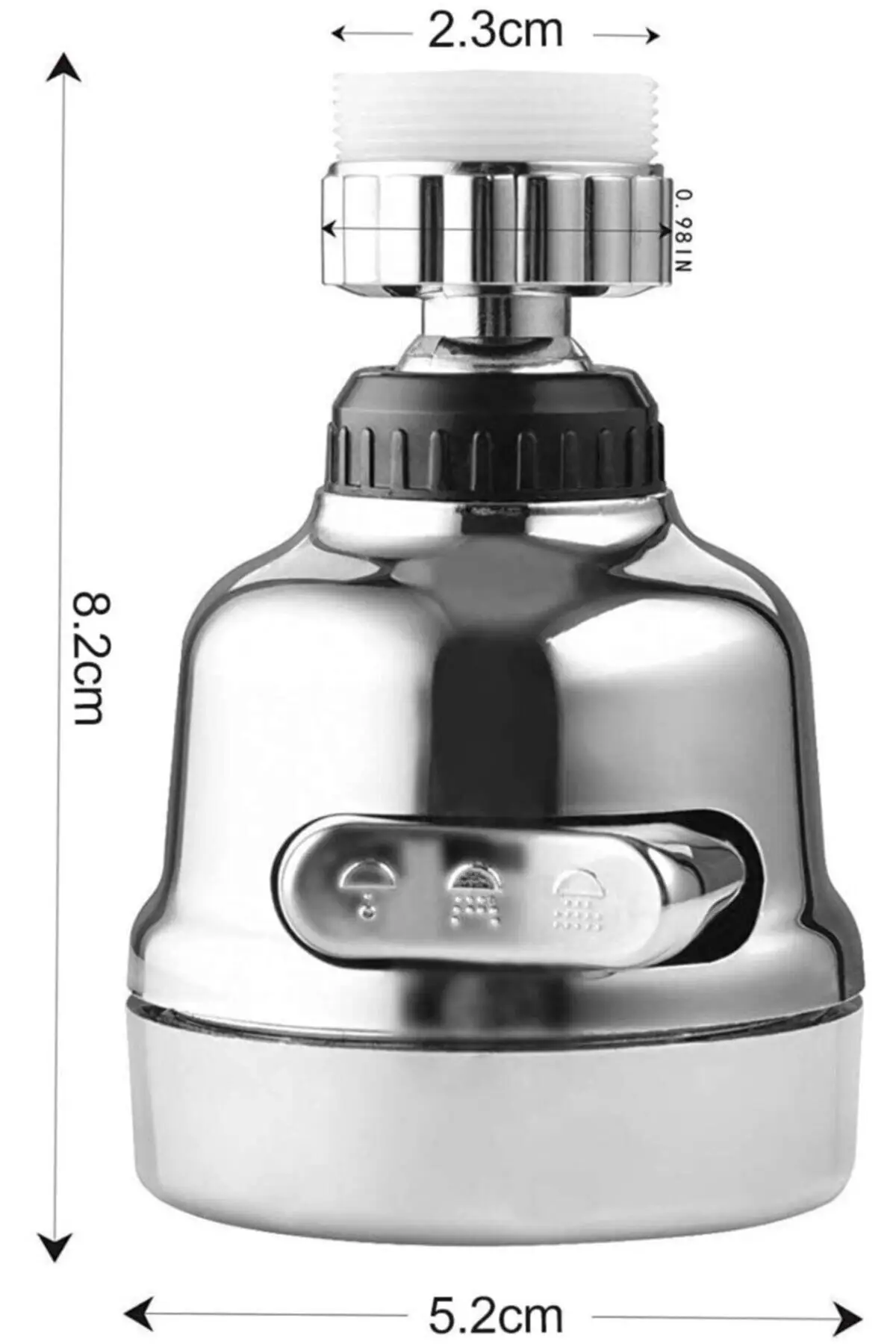 Chrome 3 Multifunctionele Aanrecht Hoofd 360 Graden Roterende Tap End