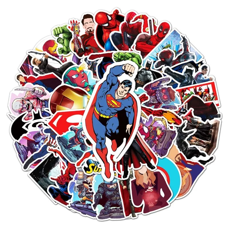 Autocollant créatif de dessin animé Superman Batman, série DC Justice League, tasse d'eau, Skateboarder, grand livre, décoration d'album