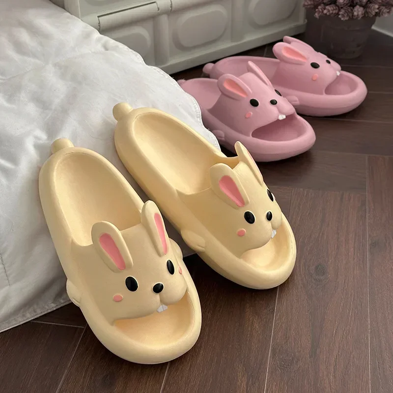 Outdoor cute bunny shoes Indoor EVA platform slippers for family use summer couple slippers for women to wear for men