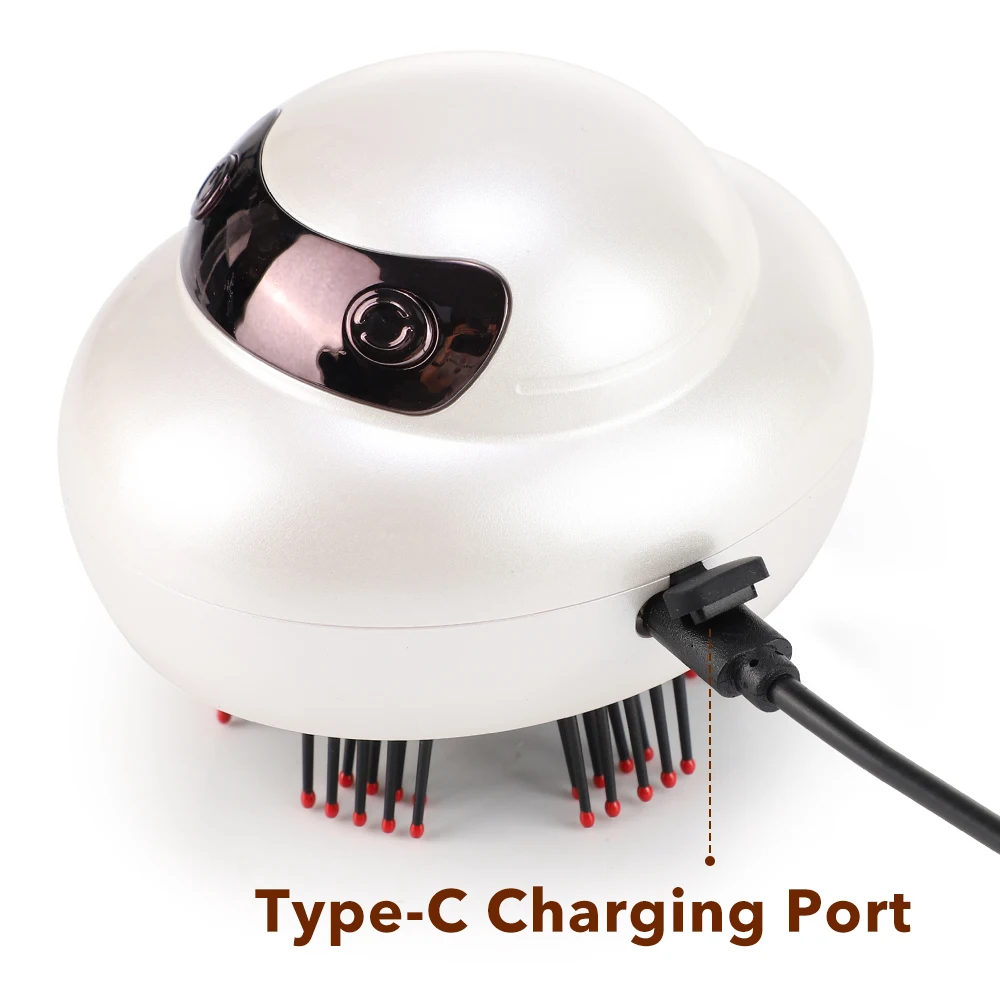 Portable Red Light Head Massager 660nm with Mist Spray Kneading Scalp Relaxation Machine Oil Applicator for Head Massage