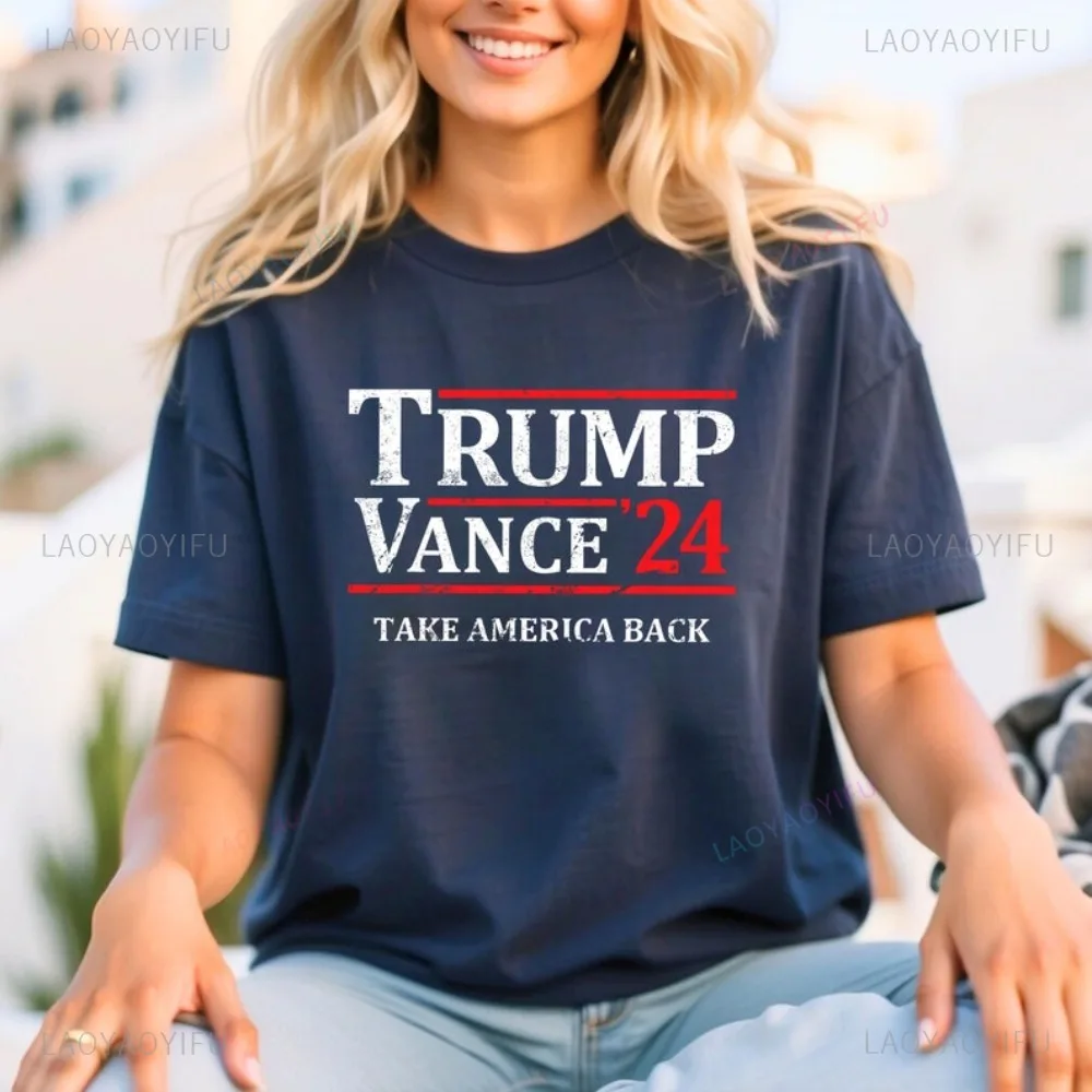 Trump Make America Great Again Men and Women T-shirt 2024 Back on Track President Trump T-shirt Short Sleeve Men Tops