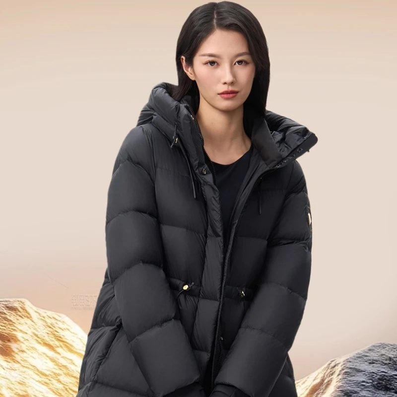 여성용 Chericom 롱 다운 코트 2025 겨울 신상 긴팔 후드 다운 코트 따뜻한 캐주얼 패션 솔리드 아우터 Y309768Y